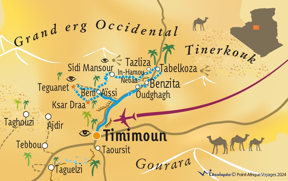 Itinéraire Trek Tinerkouk Timimoun | Erg Occidental Algérie - Point-Afrique 2024
