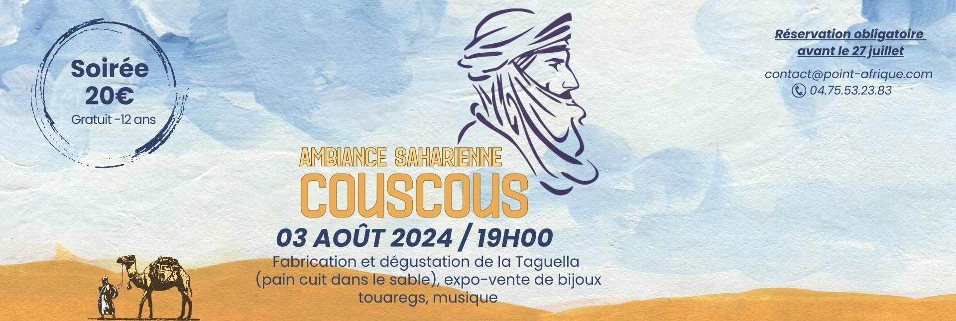 Soirée saharienne à Bidon - couscous et musique 3 août 2024