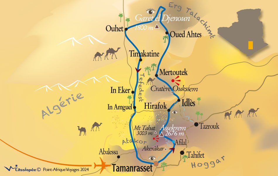 Itinéraire Assekrem et Tefedest en 4x4 | Aventure Algerie Tamanrasset - Point-Afrique